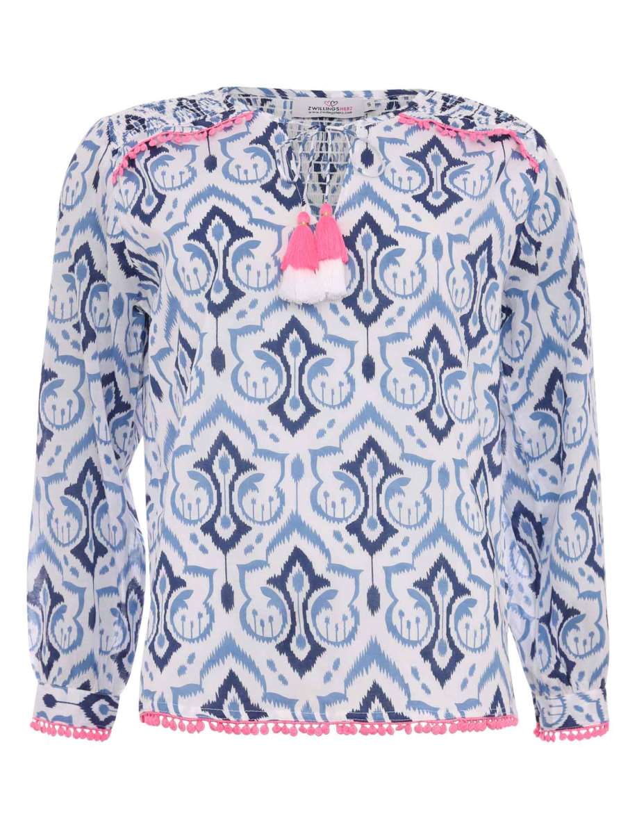 💕 Zwillingsherz Bluse "Blanca" Viskose Blau