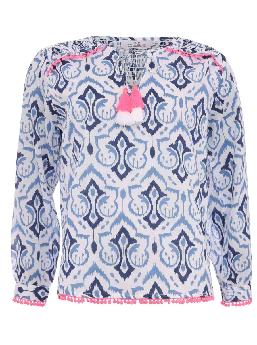 💕 Zwillingsherz Bluse "Blanca" Viskose Blau