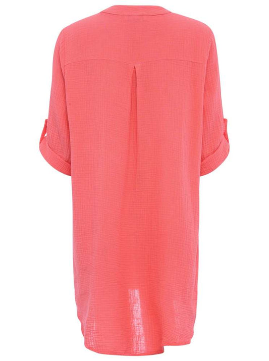 💕 Zwillingsherz Tunika Bluse Musselin "Rom" Koralle