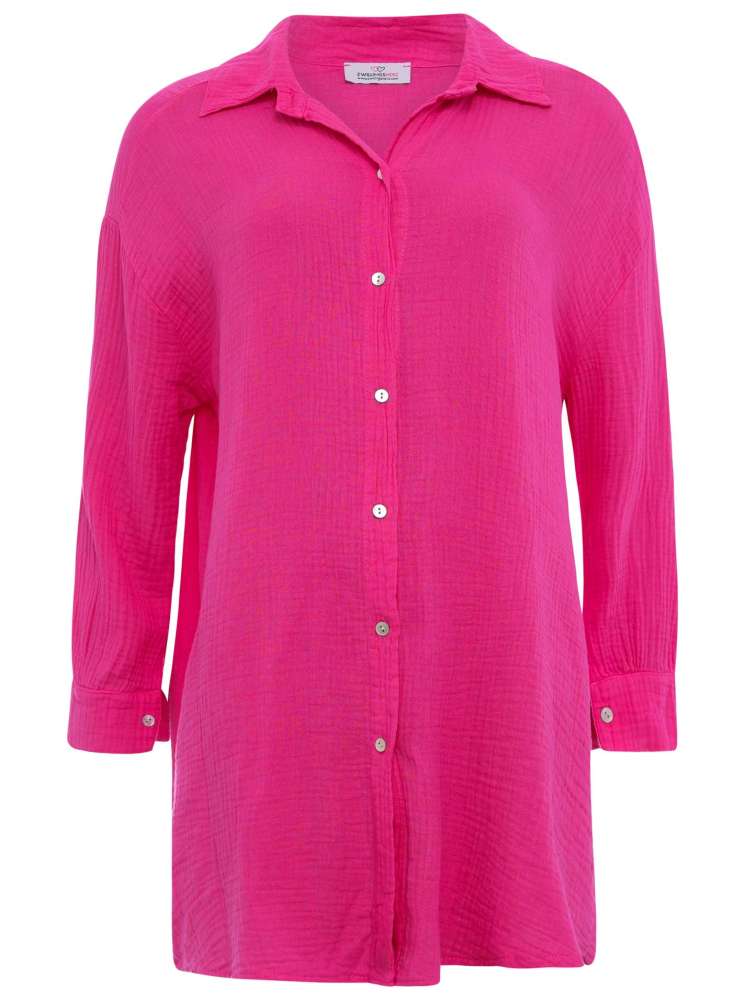 💕 Zwillingsherz Bluse "Rebecca" Longbluse Musselin Pink