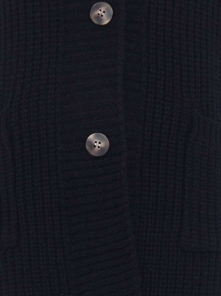 💕 Zwillingsherz Strickjacke "Franca" Schwarz Strickmantel Knöpfe