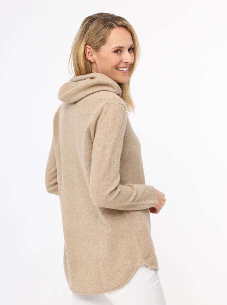 Zwillingsherz Pullover Pulli Hoodie 100 Kaschmir Kapuze Beige