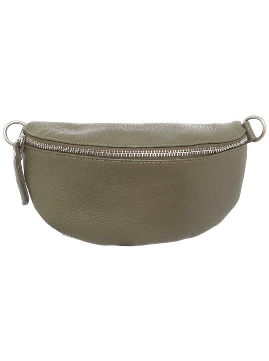 Crossbodybag Tasche Bauchtasche "Classic" 100 % Leder Khaki