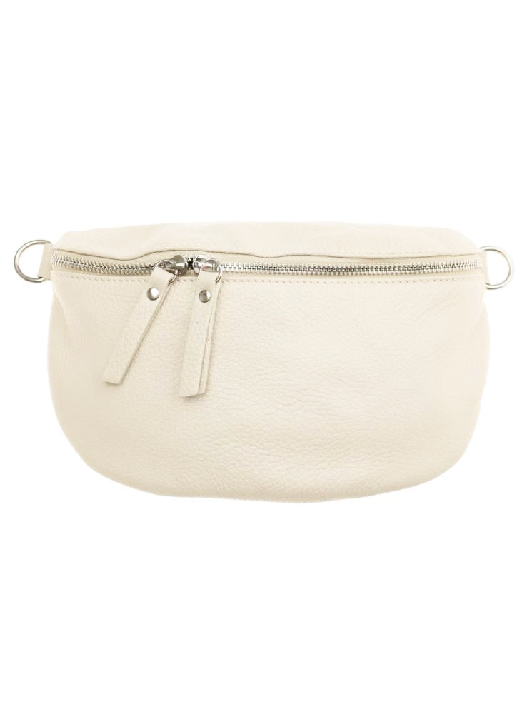 💕 Zwillingsherz Crossbody Tasche Bauchtasche XXL "Edda" 100 % Leder Creme