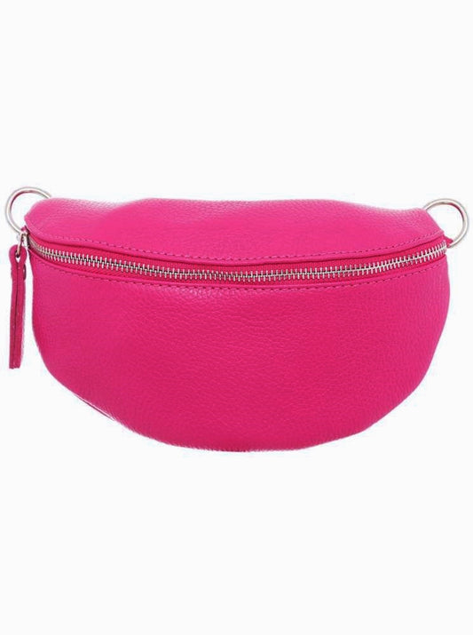 Crossbodybag Tasche Bauchtasche "Classic" 100 % Leder Pink
