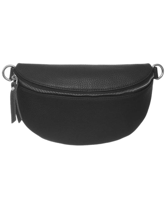 Crossbodybag Tasche Bauchtasche "Classic" 100 % Leder Schwarz