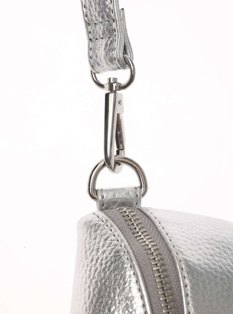 Crossbodybag Tasche Bauchtasche "Classic" 100 % Leder Silber
