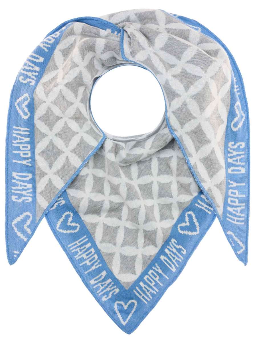 💕 Zwillingsherz Dreieckstuch "Laetitia" Baumwolle Grau-Blau