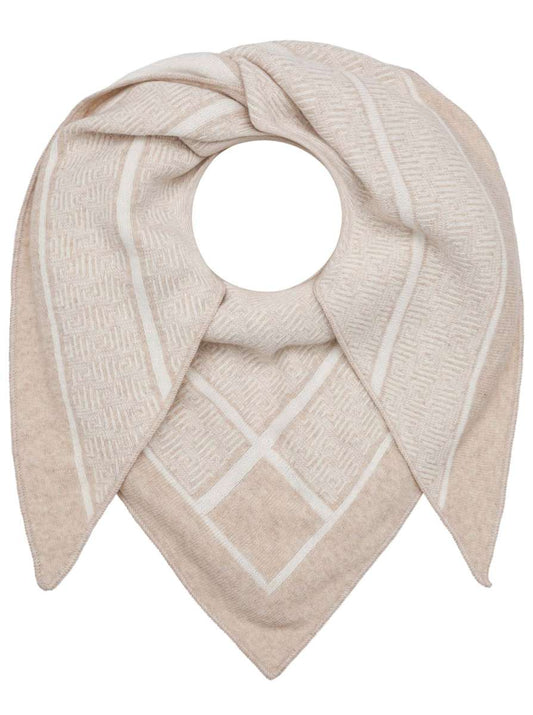 💕 Zwillingsherz Dreieckstuch "Labyrinth Story" mit Kaschmir Beige