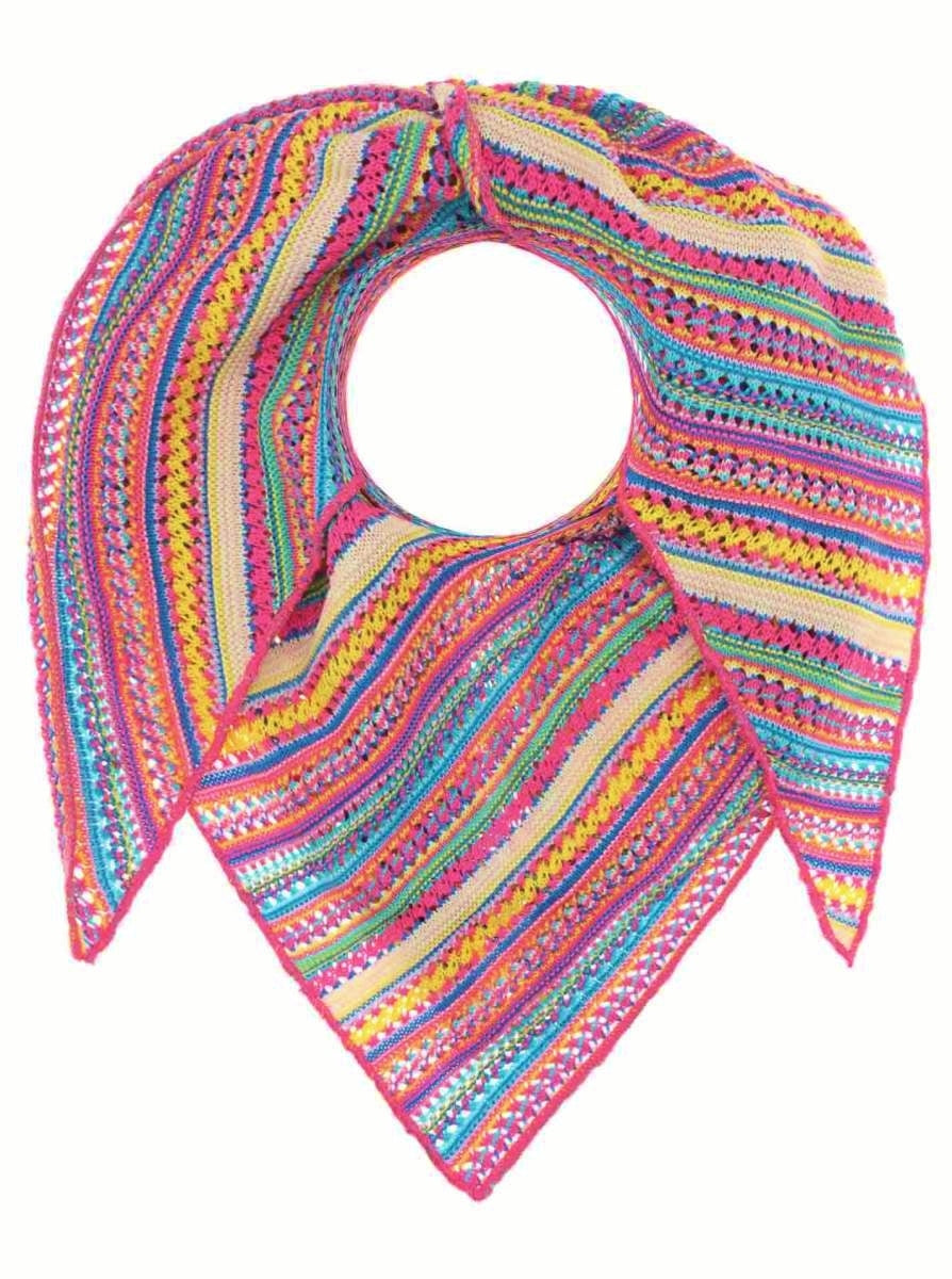 💕 Zwillingsherz Dreieckstuch "Hippie" Häkeloptik Bunt