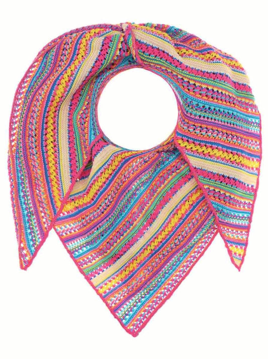 💕 Zwillingsherz Dreieckstuch "Hippie" Häkeloptik Bunt