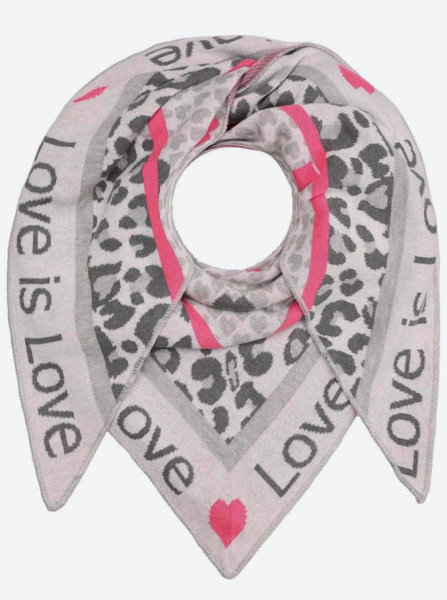 💕 Zwillingsherz Dreieckstuch "Love is love" Baumwolle Grau