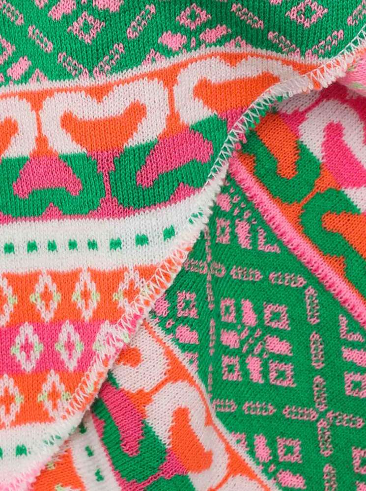 💕 Zwillingsherz Dreieckstuch "Maralda" Baumwolle Grün Pink Orange