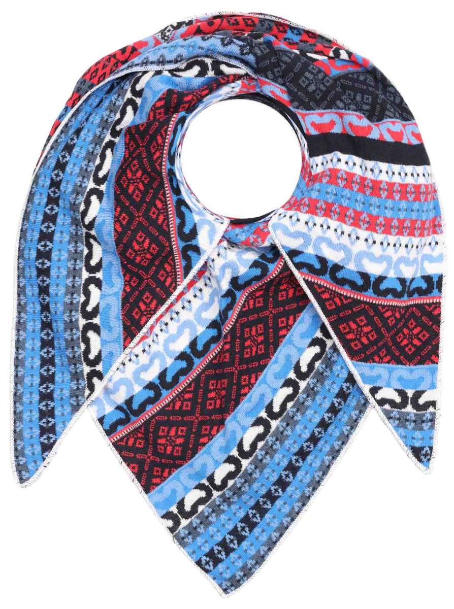 💕 Zwillingsherz Dreieckstuch "Maralda" Baumwolle Blau Rot