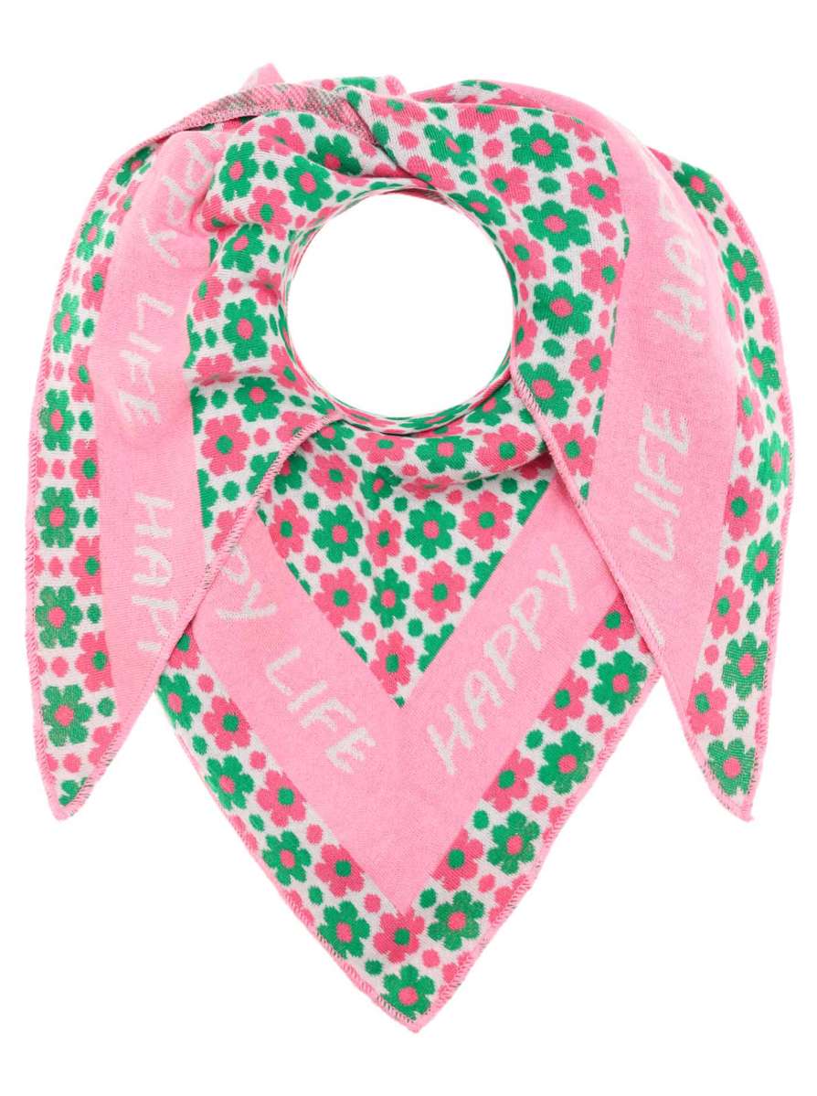 💕 Zwillingsherz Dreieckstuch "Paulien" Baumwolle Pink Grün