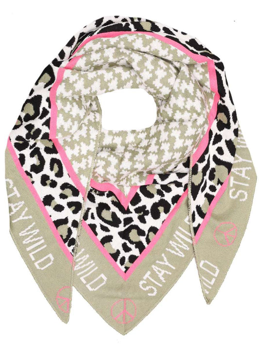 💕 Zwillingsherz Dreieckstuch "Stay Wild" Baumwolle Khaki