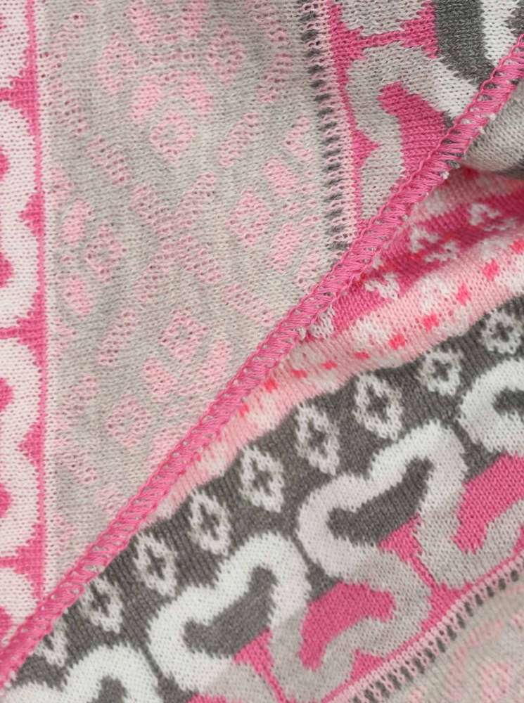 💕 Zwillingsherz Dreieckstuch "Maralda" Baumwolle Grau Pink Rosa