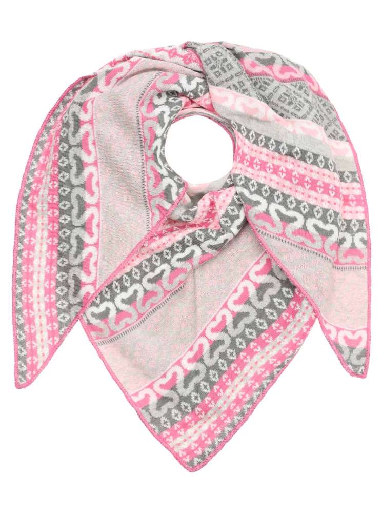 💕 Zwillingsherz Dreieckstuch "Maralda" Baumwolle Grau Pink Rosa