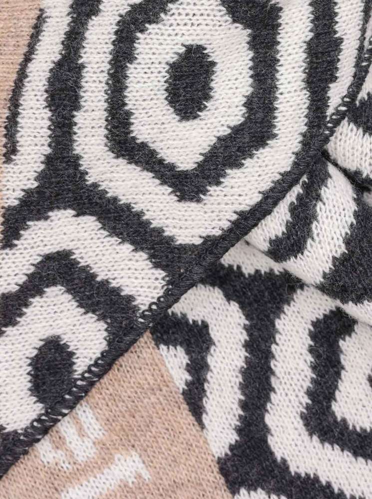 💕 Zwillingsherz Dreieckstuch "Seventies" Wolle Kaschmir Beige Anthrazit