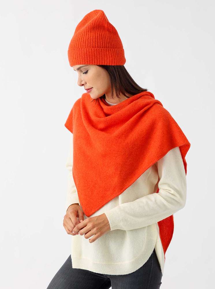 💕 Zwillingsherz Dreieckstuch "100 % Cashmere" Kaschmir Dunkelorange