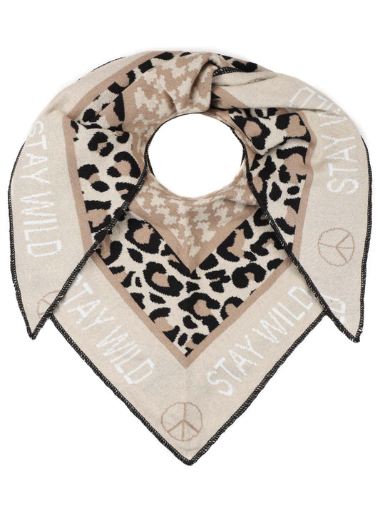 💕 Zwillingsherz Dreieckstuch "Stay Wild" Baumwolle Beige