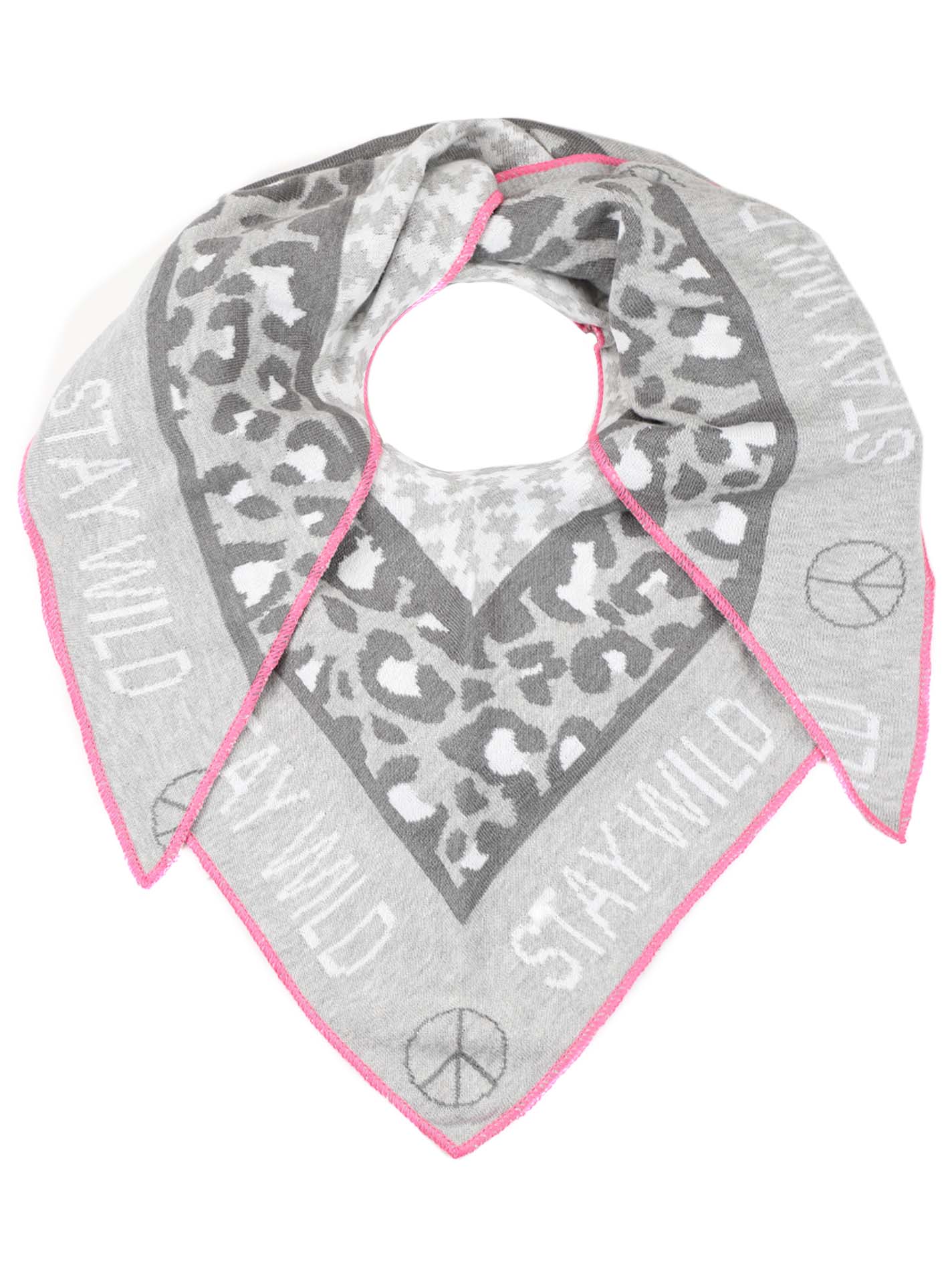 💕 Zwillingsherz Dreieckstuch "Stay Wild" Baumwolle Grau