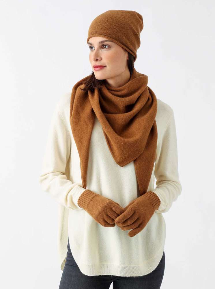 💕 Zwillingsherz Handschuhe 100 % Kaschmir Cashmere Cognac