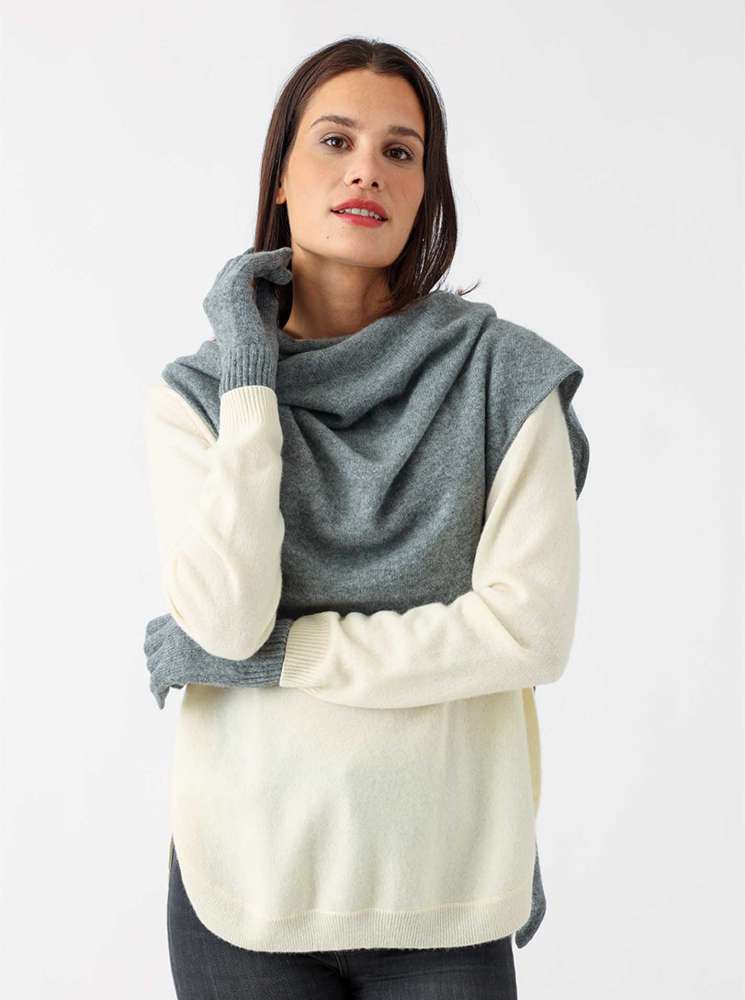 💕 Zwillingsherz Handschuhe 100 % Kaschmir Cashmere Mittelgrau