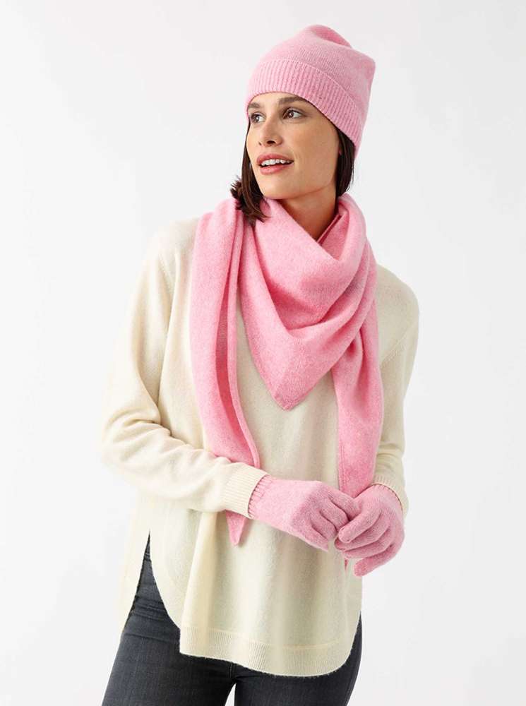 💕 Zwillingsherz Handschuhe 100 % Kaschmir Cashmere Melangepink
