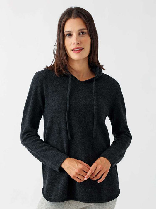 💕 Zwillingsherz Pullover Pulli Hoodie 100 % Kaschmir Kapuze Schwarz