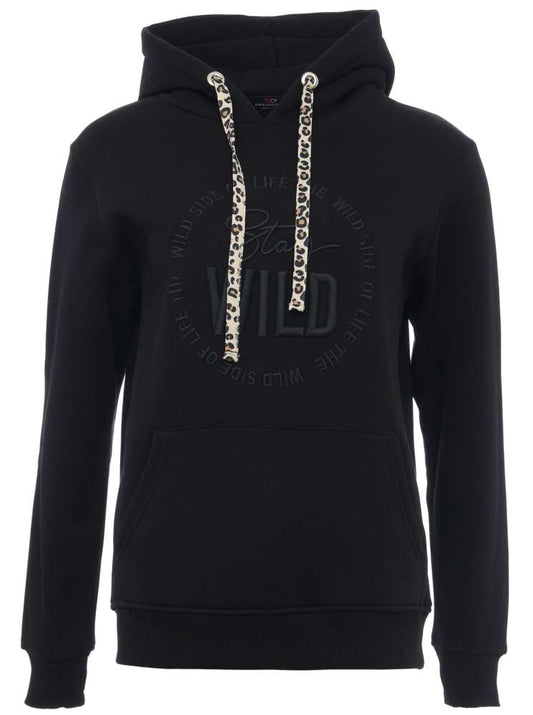 💕 Zwillingsherz Sweatshirt Hoodie "Nelina" Sweater Baumwolle Schwarz