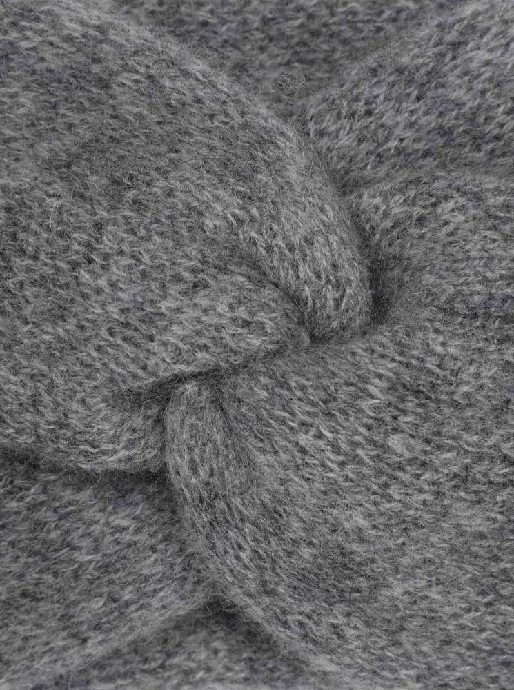 💕 Zwillingsherz Stirnband 100 % Cashmere "Knoten" Mittelgrau