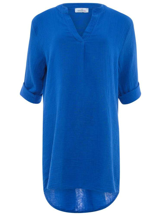 💕 Zwillingsherz Tunika Bluse Musselin "Rom" Royalblau