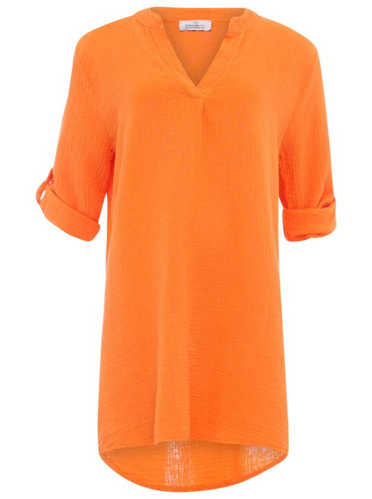 💕 Zwillingsherz Tunika Bluse Musselin "Rom" Orange