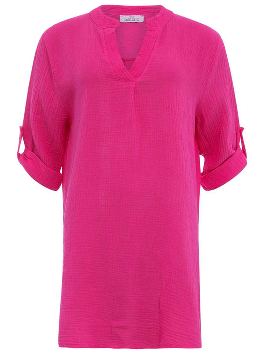 💕 Zwillingsherz Tunika Bluse Musselin "Rom" Pink