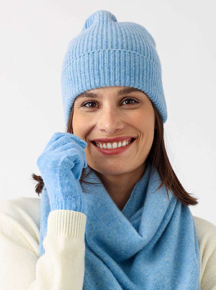 💕 Zwillingsherz Handschuhe 100 % Kaschmir Cashmere Hellblau