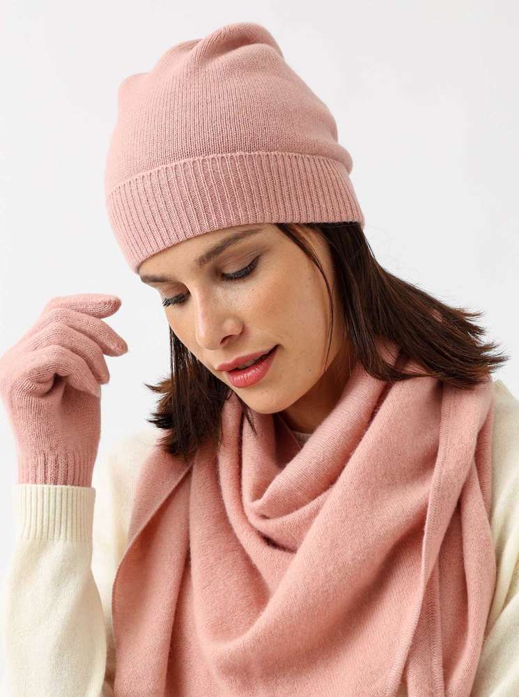 💕 Zwillingsherz Dreieckstuch "100 % Cashmere" Kaschmir Altrosa