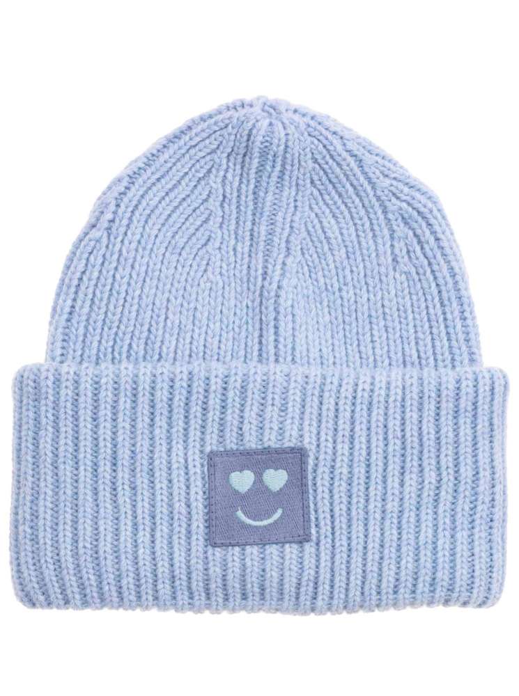 💕 Zwillingsherz Mütze "Happy Heart" Hellblau Wolle