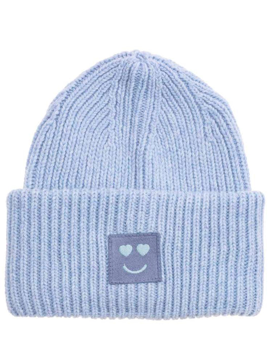 💕 Zwillingsherz Mütze "Happy Heart" Hellblau Wolle