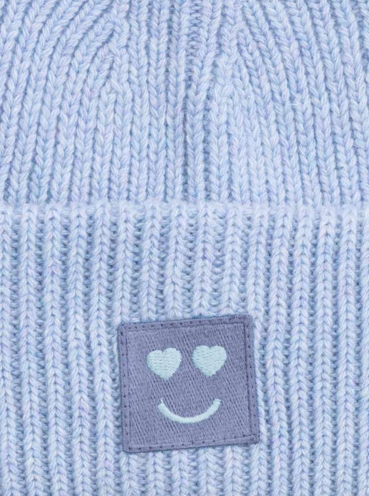 💕 Zwillingsherz Mütze "Happy Heart" Hellblau Wolle