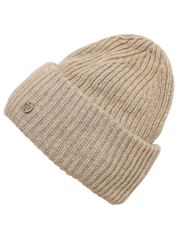 💕 Zwillingsherz Mütze "Monika" Blogger Beanie Mittelbeige Wolle nachhaltig