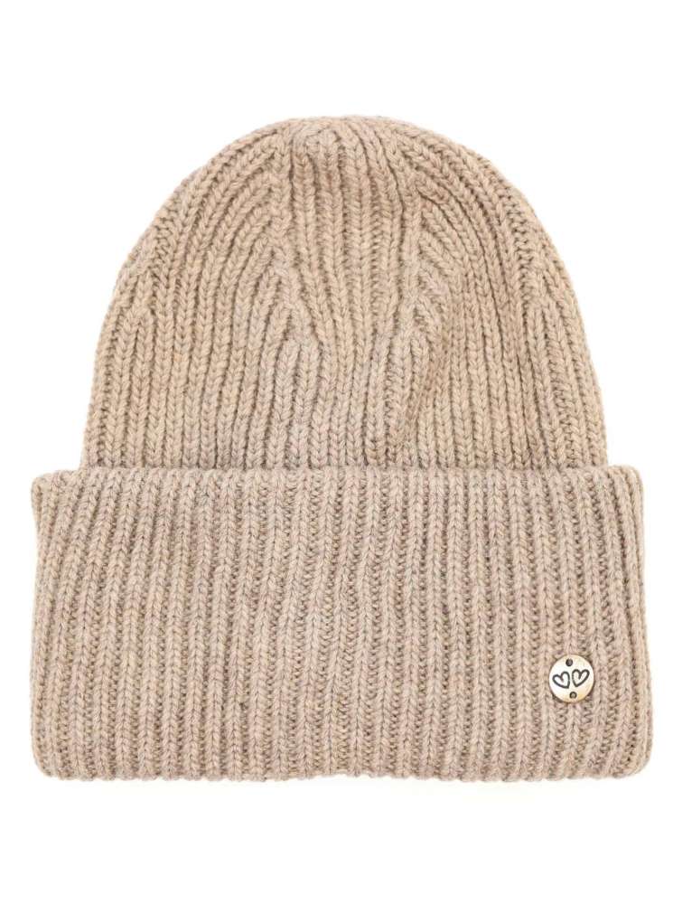 💕 Zwillingsherz Mütze "Monika" Blogger Beanie Mittelbeige Wolle nachhaltig