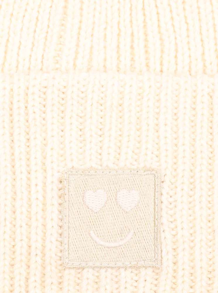 💕 Zwillingsherz Mütze "Happy Heart" Weiß Wolle