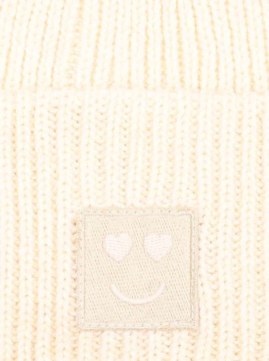 💕 Zwillingsherz Mütze "Happy Heart" Weiß Wolle