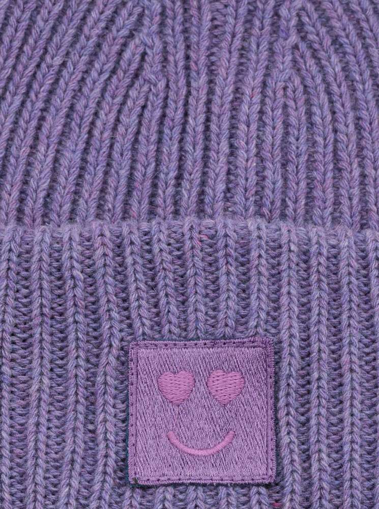 💕 Zwillingsherz Mütze "Happy Heart" Violet Wolle