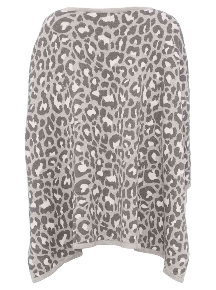 💕 Zwillingsherz Poncho Pullover Pulli "Lyon" Baumwolle Grau