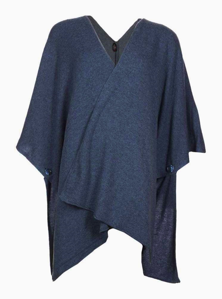 💕 Zwillingsherz Poncho Cape "Luxury" Jeansblau