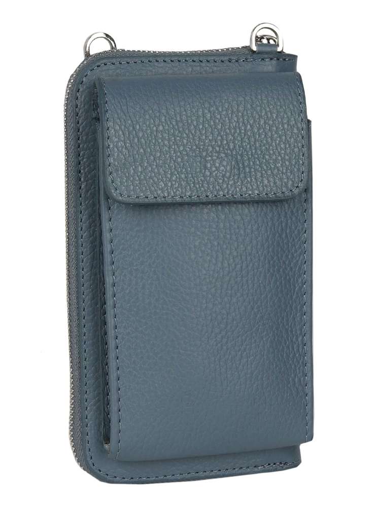 Handytasche & Börse Portemonnaie "City Life Längs" Leder Jeansblau