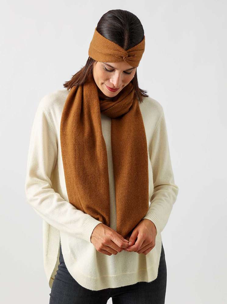💕 Zwillingsherz Schal 100 % Cashmere "Classic" Kaschmir Cognac