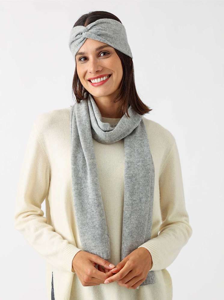 💕 Zwillingsherz Schal 100 % Cashmere "Classic" Kaschmir Hellgrau
